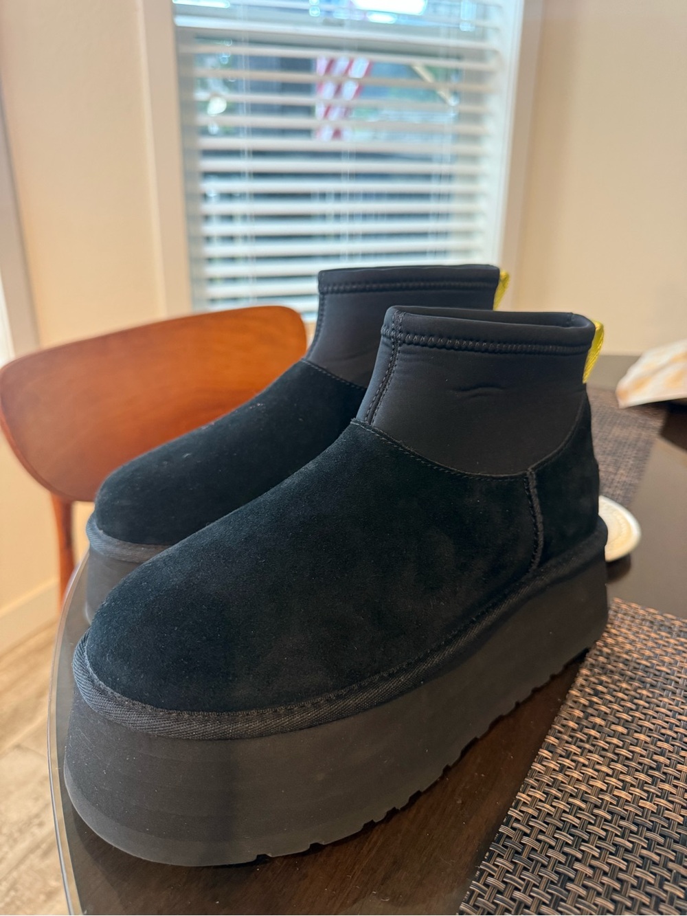 Black Platform UGG Suede Ankle Boots - Women's